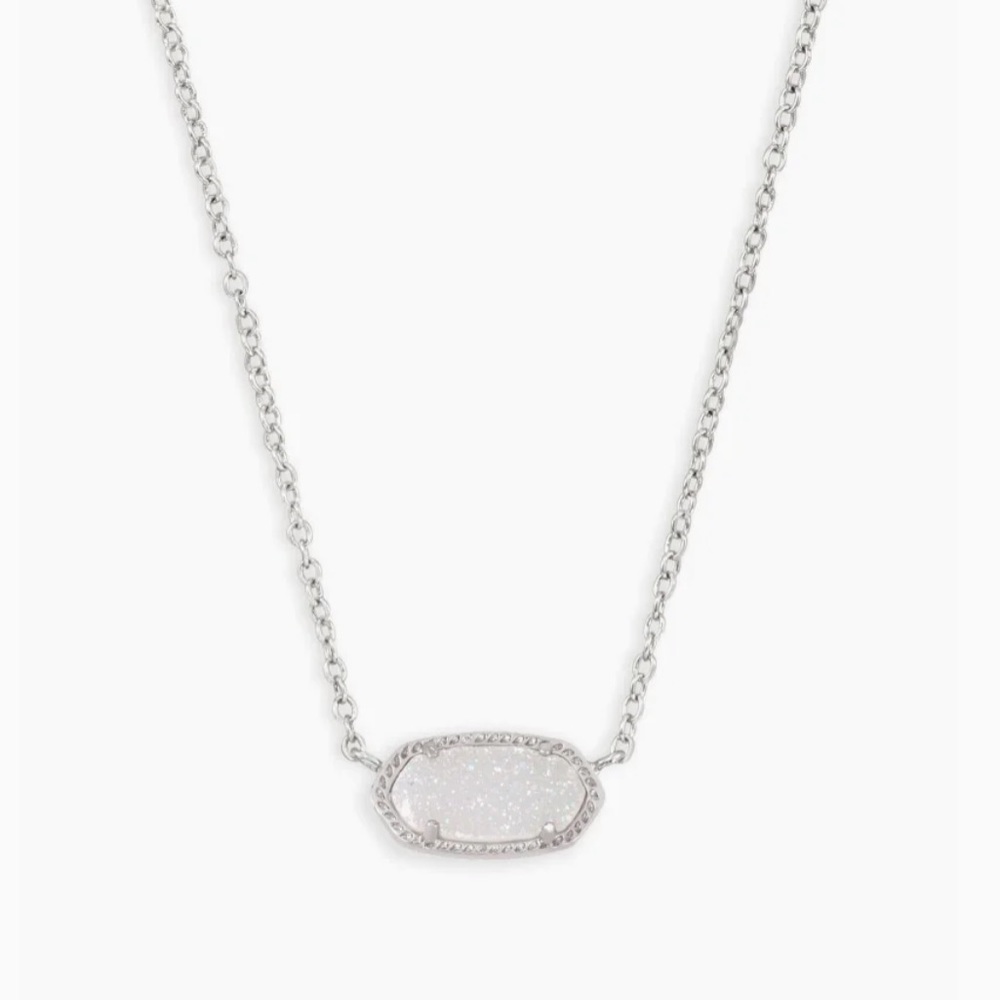 Kendra Scott Elisa Silver Pendant Necklace In Iridescent Drusy